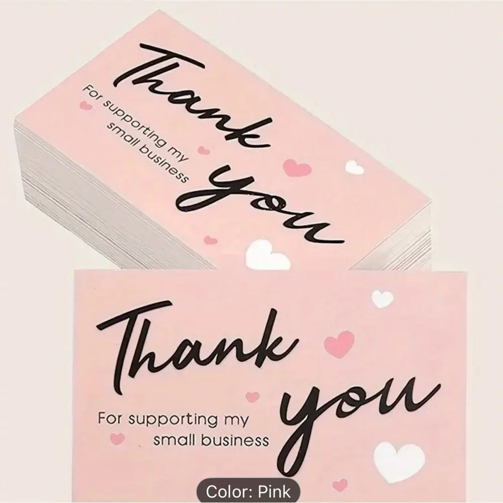 50 Seller Thank You Cards Black or Pink NEW